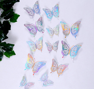 Butterfly sticker with 12 pcs/bag of different size
