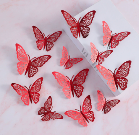 Butterfly sticker with 12 pcs/bag of different size