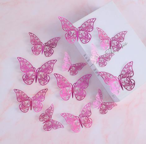 Butterfly sticker with 12 pcs/bag of different size